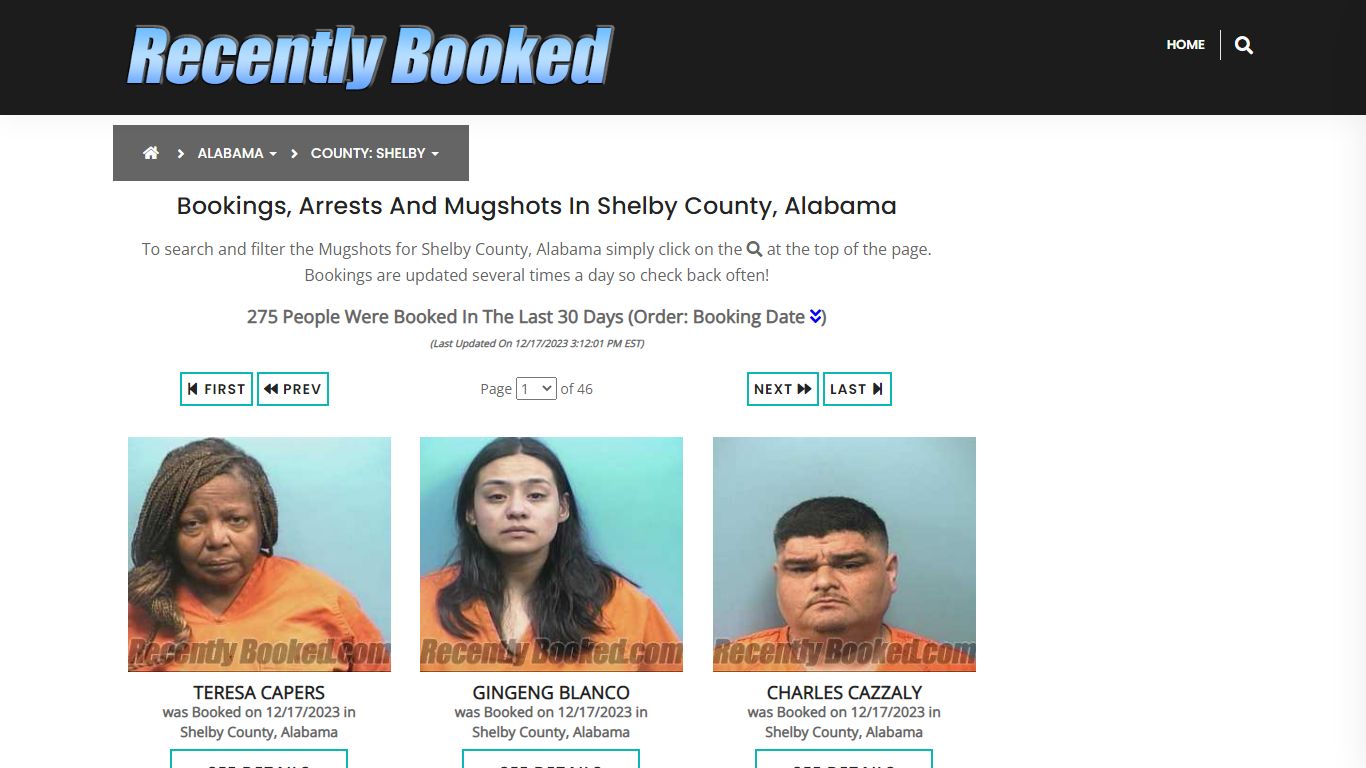 Recent bookings, Arrests, Mugshots in Shelby County, Alabama