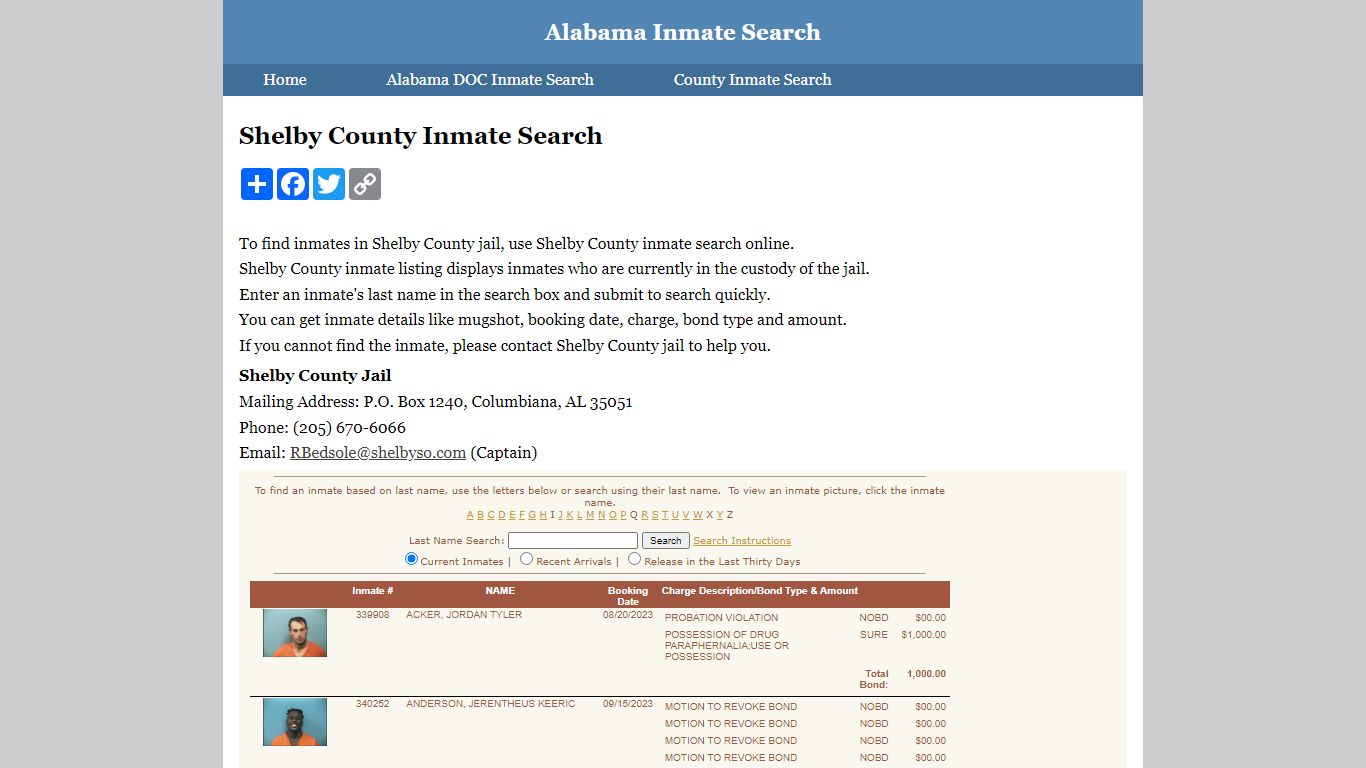 Shelby County Inmate Search